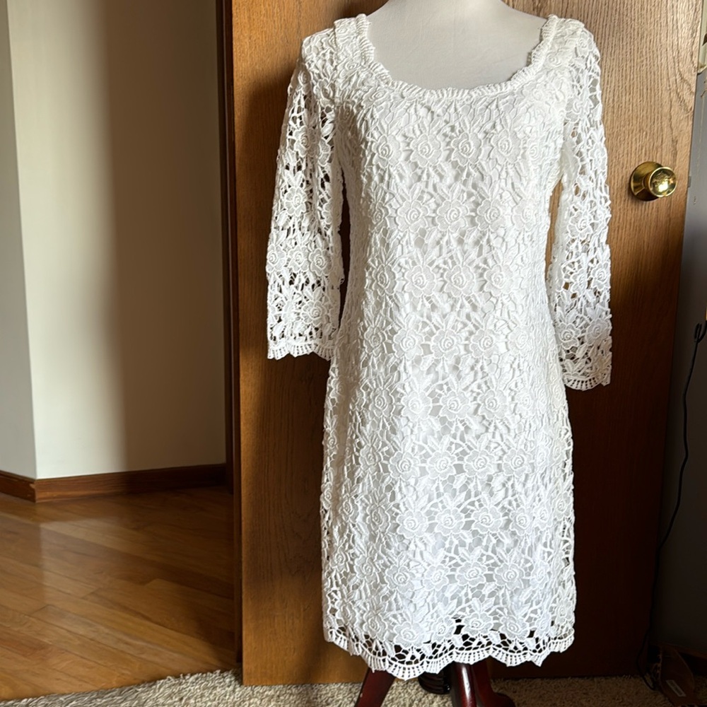 WHBM White Lace Dress Size 10